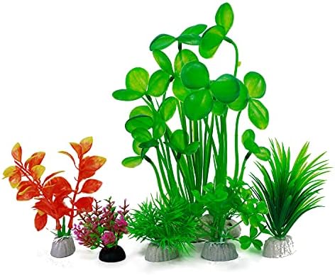 YOJOE растения Аквариум Декор за вашия аквариум Пластмасови растения за Декорация на аквариум Комплект аквариумни растения, Зелени растения Набор от дънери