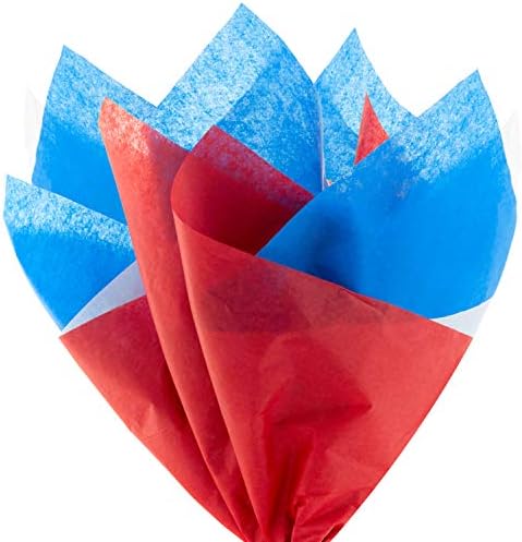 Маркова Червена, Бяла и Синя Обемна подвижния хартия за опаковане на подаръци (120 листа) за подарък пакети за рождени Дни, Абитуриентски, Четвърти юли, Коледа, Ханука