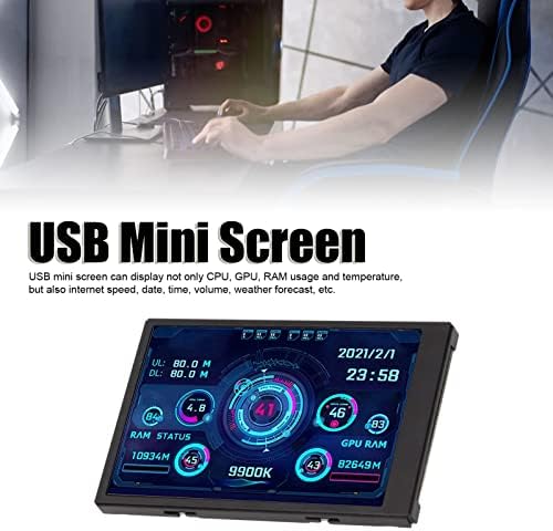Мини-Монитор plplaaoo, Мини-Дисплей, 3,5-Инчов IPS USB Мини Екран CPU RAM HDD Картографиране на температурата на данни със завъртане на