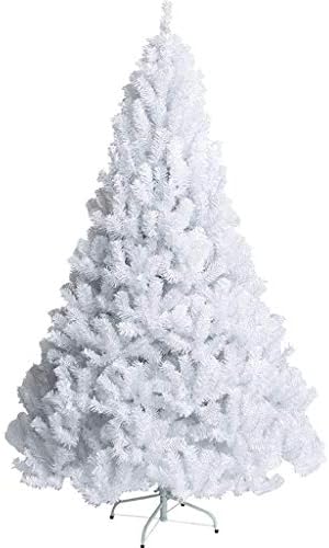 ZMDZA Бяла Коледна елха, Изкуствена Коледна елха Бор с метални крака Е идеална за декорация на празниците на закрито и на открито (площ: 120 см)