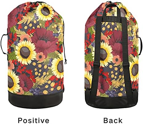 Чанта за дрехи с Подсолнечными растения в Деня на Благодарността, Тежка Раница за пране на Дрехи с плечевыми ремъци, Дръжки, Пътна чанта