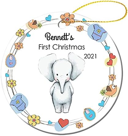 Обичай Детски Първата Коледа един слон теле 2021 1-аз Мультяшная Картина Украса за Новородено, Детски Коледни Сувенири Нови Родители Мама,