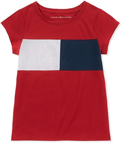 Тениска с кръгло деколте и логото на Tommy Hilfiger за момичета с къс ръкав и флага