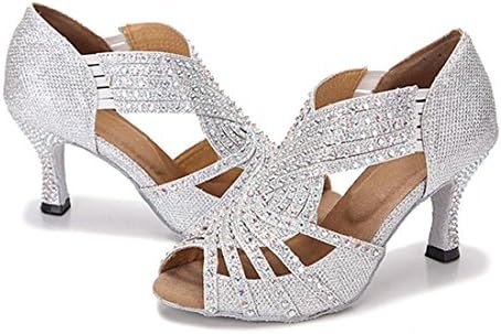 ЗУТ/ Дамски Обувки за латино танци с цип и блестящи Кристали на Расклешенном Обувки, Модерни Обувки за Салса, Танго, Бални и Сватбени Танци