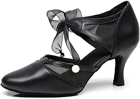 DKZSYIM/ Дамски Кожени Обувки за латино Танци, Обувки за балните танци Салса и Танго, Модел QJW1019