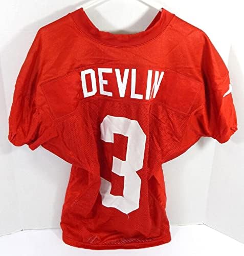 2015 Cleveland Browns Пат Девлин, №3, Издаден В Червената Обучение фланелка 48 DP40994 - Използваните тениски За игри NFL Без подпис