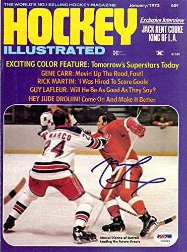 В илюстрирана корица на хокеен влезете с автограф на Марсилия Дионна Detroit Red Wings PSA/DNA U93889 - Списания НХЛ с автограф