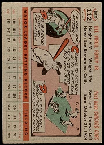1956 Topps # 112 WHT Ди Фонди Чикаго Къбс (Бейзболна картичка) (Бяла облегалка) EX Къбс