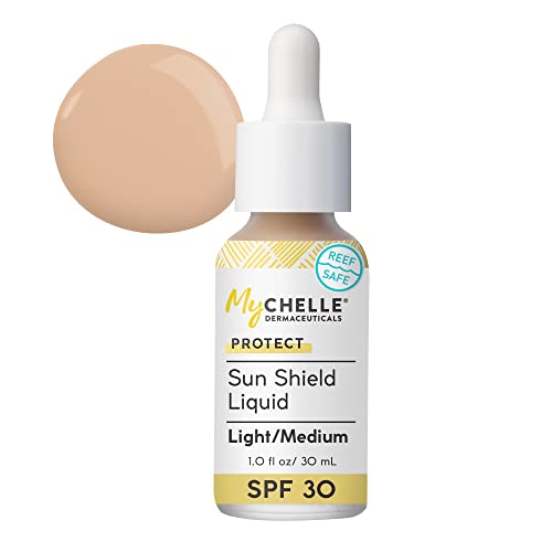 MyChelle Dermaceuticals, Слънцезащитен крем SPF 30 Среден / Тъмен (1 ет. унция) - Оцветени слънцезащитни продукти за цялата кожа с поглъщането