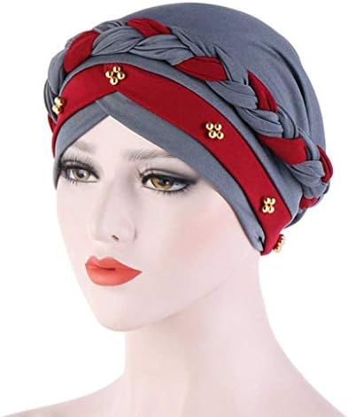 XDSDDS два цвята-Шапки-hijabs с бисерной дантели, Пролетно-Есенна мюсюлманска шапчица-Тюрбан с аромат, Модерен Памучни вътрешна шапки-Hijabs, Готови за носенето (Цвят: D)