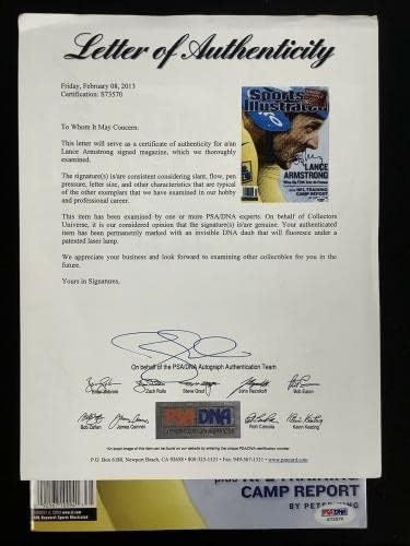 Ланс Армстронг е Подписал за Спортс илюстрейтид 8/4/03 NoLabel Cycling Auto PSA /ДНК - Спортни списания с автограф