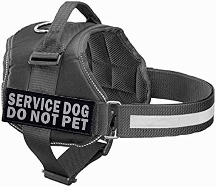 JUJUPUPS Черни светлоотразителни ленти за кучета, 2 опаковки, Служебна куче, за тренировка, НЕ се ГАЛИ, Етикети с ивици на куки и панти за