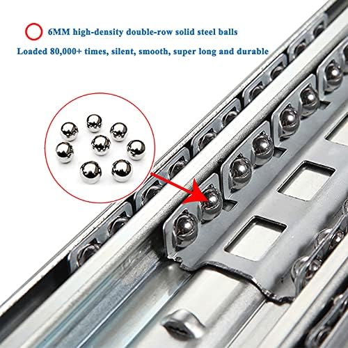 ZBYL Silver Full Extension, Метален водач за чекмеджета на шарикоподшипниках, чекмеджета с ключалка, Товароносимост 120 кг, Металик, 10 см / 60 см, 1 чифт