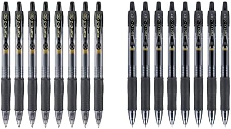 PILOT Pen 15316 Гел химикалки G2 Premium с многократна употреба и прокара топката, Мазна точка, черни, 8 опаковки и Гел химикалки