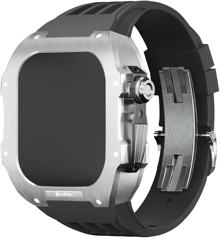 KANUZ Luxury Watch Band Модификация Модерен комплект， за Apple Watch 8 Ултра 45 мм Фторопластовый каишка за iWatch серия 8 7 SE 6 5 4 45/ 44 мм направи си сам, с един инструмент (Цвят: тъмно чер?