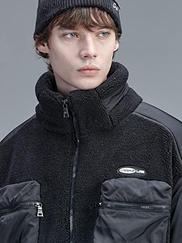 Мъжки якета, Мъжки Светлоотразителни джоба с цип с писмото по образец, обтегач, маншет на съвсем малък, Зимно палто (Цвят: черен размер: