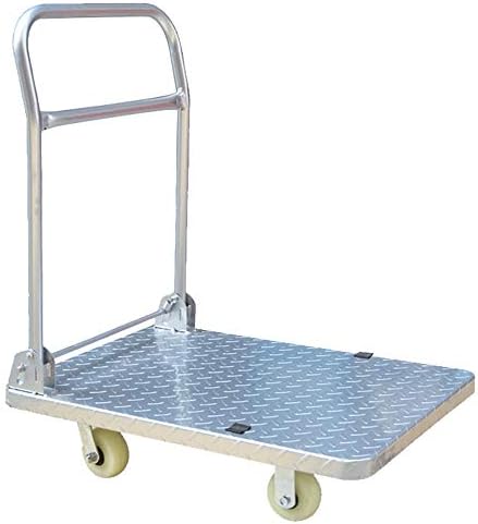 Преносима сгъваема ръчна количка Teerwere Стоманена количка-тласкач с подвижна платформа за лесно съхранение и въртящи се на 360 градуса колела