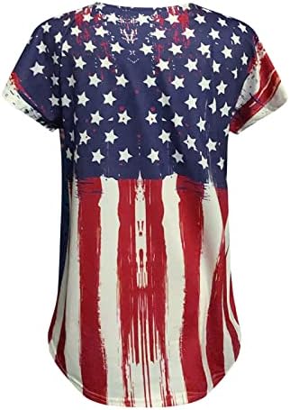 Дамски Графични Тениски, Дамски Годишната Реколта Блуза С Къс Ръкав, Ризи С Принтом на Американското, Модни Блузи С V-образно деколте