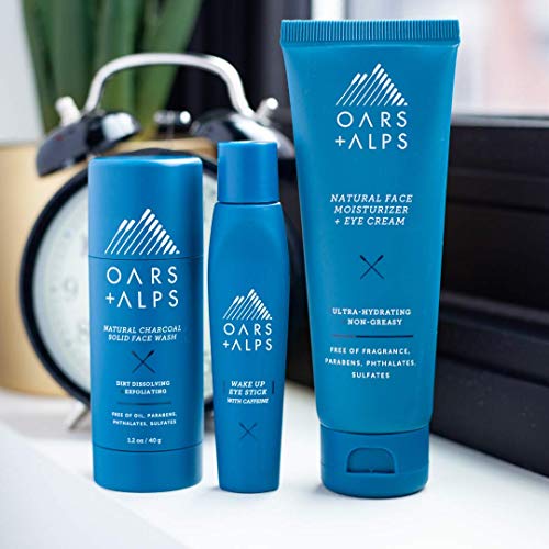 Естествен мъжки комплект за грижа за кожата Oars + Alps, Подаръчен комплект, състоящ се от: Препарат за измиване на лицето, Валяк за очи и Хидратиращ крем, Вегетариански,